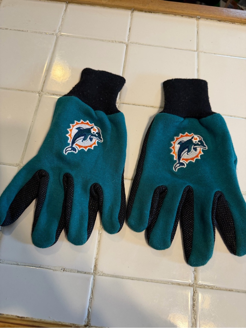 NFL Teal and Black Miami Dolphins Logo Gloves